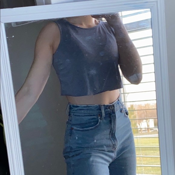 Blue Grey Cropped Tank Top - Picture 2 of 2